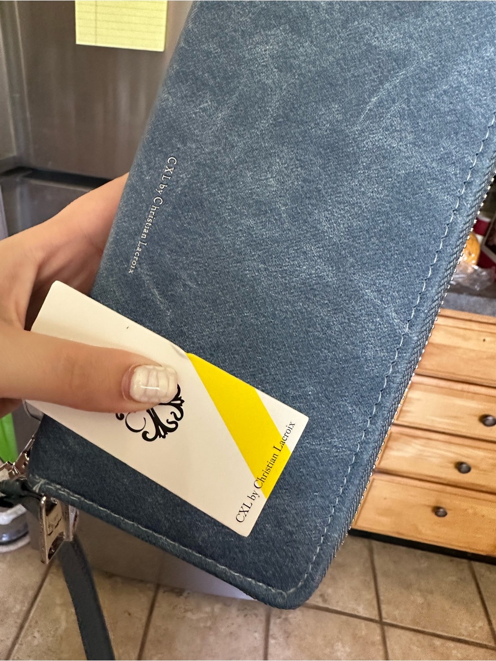 Christian Lacroix Light Denim Blue Zip-Around Wristlet Wallet